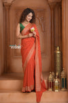 Festive Edit! Ganga Ghat ~ Handloom Khaddi Georgette Saree in Crimson Red (Silk Mark Certified) - verymuchindian.com