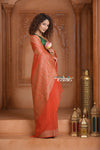 Festive Edit! Ganga Ghat ~ Handloom Khaddi Georgette Saree in Crimson Red (Silk Mark Certified) - verymuchindian.com
