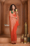 Festive Edit! Ganga Ghat ~ Handloom Khaddi Georgette Saree in Crimson Red (Silk Mark Certified) - verymuchindian.com
