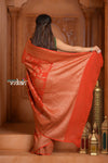 Festive Edit! Ganga Ghat ~ Handloom Khaddi Georgette Saree with Jal in Crimson Red (Silk Mark Certified) - verymuchindian.com