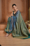 Festive Edit! Ganga Ghat ~ Handloom Pure Crepe Silk Banarasi Saree in Azure Blue ( Silk Mark Certified ) - verymuchindian.com
