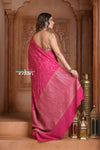 Festive Edit! Ganga Ghat ~ Handloom Pure Crepe Silk Banarasi Saree in Gulabi Pink (Silk Mark Certified) - verymuchindian.com