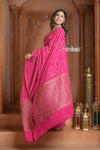 Festive Edit! Ganga Ghat ~ Handloom Pure Crepe Silk Banarasi Saree in Gulabi Pink (Silk Mark Certified) - verymuchindian.com