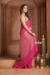 Festive Edit! Ganga Ghat ~ Handloom Pure Crepe Silk Banarasi Saree in Gulabi Pink (Silk Mark Certified) - verymuchindian.com