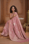 Festive Edit! Ganga Ghat ~ Handloom Pure Crepe Silk Banarasi Saree in Pastel Pink (Silk Mark Certified) - verymuchindian.com