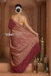 Festive Edit! Ganga Ghat ~ Handloom Pure Kora Crepe Silk Banarasi Saree in Rust Red (Silk Mark Certified) - verymuchindian.com