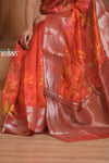 Festive Edit! Ganga Ghat ~ Handloom Pure Kora Dupion Silk Banarasi Saree in Hibiscus Red (Silk Mark Certified) - verymuchindian.com