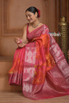 Festive Edit! Ganga Ghat ~ Handloom Pure Kora Dupion Silk Banarasi Saree in Rani Pink (Silk Mark Certified) - verymuchindian.com