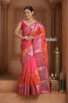 Festive Edit! Ganga Ghat ~ Handloom Pure Kora Dupion Silk Banarasi Saree in Rani Pink (Silk Mark Certified) - verymuchindian.com