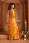 Festive Edit! Ganga Ghat ~ Handloom Pure Kora Dupion Silk Banarasi Saree in Turmeric Yellow ( Silk Mark Certified ) - verymuchindian.com