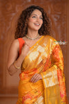 Festive Edit! Ganga Ghat ~ Handloom Pure Kora Dupion Silk Banarasi Saree in Turmeric Yellow ( Silk Mark Certified ) - verymuchindian.com