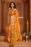Festive Edit! Ganga Ghat ~ Handloom Pure Kora Dupion Silk Banarasi Saree in Turmeric Yellow ( Silk Mark Certified ) - verymuchindian.com