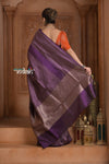 Festive Edit! Ganga Ghat ~ Handloom Pure Silk Brocade Saree in Dark Purple - verymuchindian.com