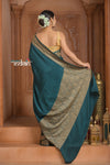 Festive Edit! Ganga Ghat ~ Handloom Pure Silk Chiffon Crepe Banarasi Saree in Azure Blue (Silk Mark Certified) - verymuchindian.com