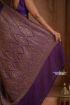 Festive Edit! Ganga Ghat ~ Handloom Pure Silk Chiffon Crepe Saree in Velvet Plum ( Silk Mark Certified) - verymuchindian.com