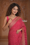 Festive Edit! Ganga Ghat ~ Handloom Pure Silk Chiffon Georgette Saree in Flamingo Pink (Silk Mark Certified) - verymuchindian.com