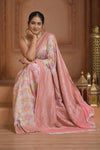 Festive Edit! Ganga Ghat ~ Handloom Pure Silk Chiffon Georgette Saree in Mogra White ( Silk Mark Certified) - verymuchindian.com