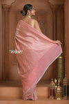 Festive Edit! Ganga Ghat ~ Handloom Pure Silk Chiffon Georgette Saree in Mogra White ( Silk Mark Certified) - verymuchindian.com