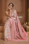 Festive Edit! Ganga Ghat ~ Handloom Pure Silk Chiffon Georgette Saree in Mogra White ( Silk Mark Certified) - verymuchindian.com