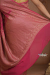 Festive Edit! Ganga Ghat ~ Handloom Pure Silk Chiffon Georgette Saree in Rani Pink ( Silk Mark Certified) - verymuchindian.com