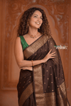 Festive Edit! Ganga Ghat ~ Handloom Pure Silk Chiniya Saree in Coffee Brown (Silk Mark Certified) - verymuchindian.com