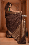 Festive Edit! Ganga Ghat ~ Handloom Pure Silk Chiniya Saree in Coffee Brown (Silk Mark Certified) - verymuchindian.com