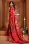 Festive Edit! Ganga Ghat ~ Handloom Pure Silk Chiniya Saree in Crimson Silk Mark Certified) - verymuchindian.com