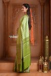 Festive Edit! Ganga Ghat ~ Handloom Pure Silk Chiniya Saree in Leaf Green ( Silk Mark Certified) - verymuchindian.com