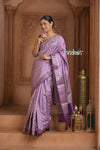 Festive Edit! Ganga Ghat ~ Handloom Pure Silk Chiniya Saree in Lilac ( Silk Mark Certified) - verymuchindian.com