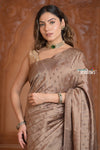 Festive Edit! Ganga Ghat ~ Handloom Pure Silk Chiniya Saree in Palantone Sand (Silk Mark Certified) - verymuchindian.com