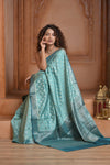 Festive Edit! Ganga Ghat ~ Handloom Pure Silk Chiniya Saree in Powder Blue (Silk Mark Certified) - verymuchindian.com