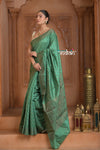 Festive Edit! Ganga Ghat ~ Handloom Pure Silk Chiniya Saree in Sea Green ( Silk Mark Certified) - verymuchindian.com