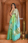 Festive Edit! Ganga Ghat ~ Handloom Pure Silk Katan Saree in Dual Tone Ombre( Silk Mark Certified ) - verymuchindian.com