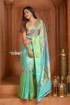 Festive Edit! Ganga Ghat ~ Handloom Pure Silk Katan Saree in Dual Tone Ombre( Silk Mark Certified ) - verymuchindian.com