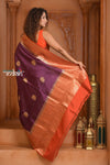 Festive Edit! Ganga Ghat ~ Handloom Pure Silk Katan Saree in Mauve and Orange ( Silk Mark Certified ) - verymuchindian.com