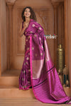 Festive Edit! Ganga Ghat ~ Handloom Pure Silk Katan Saree in Purple Pink (Silk Mark Certified ) - verymuchindian.com