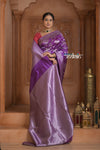 Festive Edit! Ganga Ghat ~ Handloom Pure Silk Katan Saree in Purple (Silk Mark Certified ) - verymuchindian.com