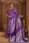 Festive Edit! Ganga Ghat ~ Handloom Pure Silk Katan Saree in Purple (Silk Mark Certified ) - verymuchindian.com