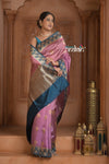 Festive Edit! Ganga Ghat ~ Handloom Pure Silk Katan Saree in Raspberry Pink (Silk Mark Certified ) - verymuchindian.com