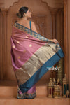Festive Edit! Ganga Ghat ~ Handloom Pure Silk Katan Saree in Raspberry Pink (Silk Mark Certified ) - verymuchindian.com