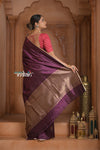 Festive Edit! Ganga Ghat ~ Handloom Pure Silk Katan Saree in Rose Pink (Silk Mark Certified ) - verymuchindian.com
