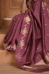 Festive Edit! Ganga Ghat ~ Handloom Pure Silk Katan Saree in Shades of Mauve Brown (Silk Mark Certified ) - verymuchindian.com