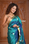 Festive Edit! Ganga Ghat ~ Handloom Pure Silk Katan Saree in Sky Blue ( Silk Mark Certified ) - verymuchindian.com