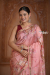 Festive Edit! Ganga Ghat ~ Handloom Pure Silk Saree with Digital Print in Blush Pink ( Silk Mark Certified ) - verymuchindian.com