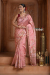 Festive Edit! Ganga Ghat ~ Handloom Pure Silk Saree with Digital Print in Blush Pink ( Silk Mark Certified ) - verymuchindian.com