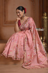 Festive Edit! Ganga Ghat ~ Handloom Pure Silk Saree with Digital Print in Blush Pink ( Silk Mark Certified ) - verymuchindian.com