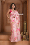 Festive Edit! Ganga Ghat ~ Handloom Pure Silk Saree with Digital Print in Light Pink (Silk Mark Certified) - verymuchindian.com