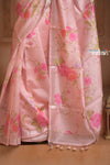 Festive Edit! Ganga Ghat ~ Handloom Pure Silk Saree with Digital Print in Light Pink (Silk Mark Certified) - verymuchindian.com