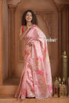 Festive Edit! Ganga Ghat ~ Handloom Pure Silk Saree with Digital Print in Light Pink (Silk Mark Certified) - verymuchindian.com