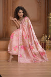 Festive Edit! Ganga Ghat ~ Handloom Pure Silk Saree with Digital Print in Light Pink (Silk Mark Certified) - verymuchindian.com